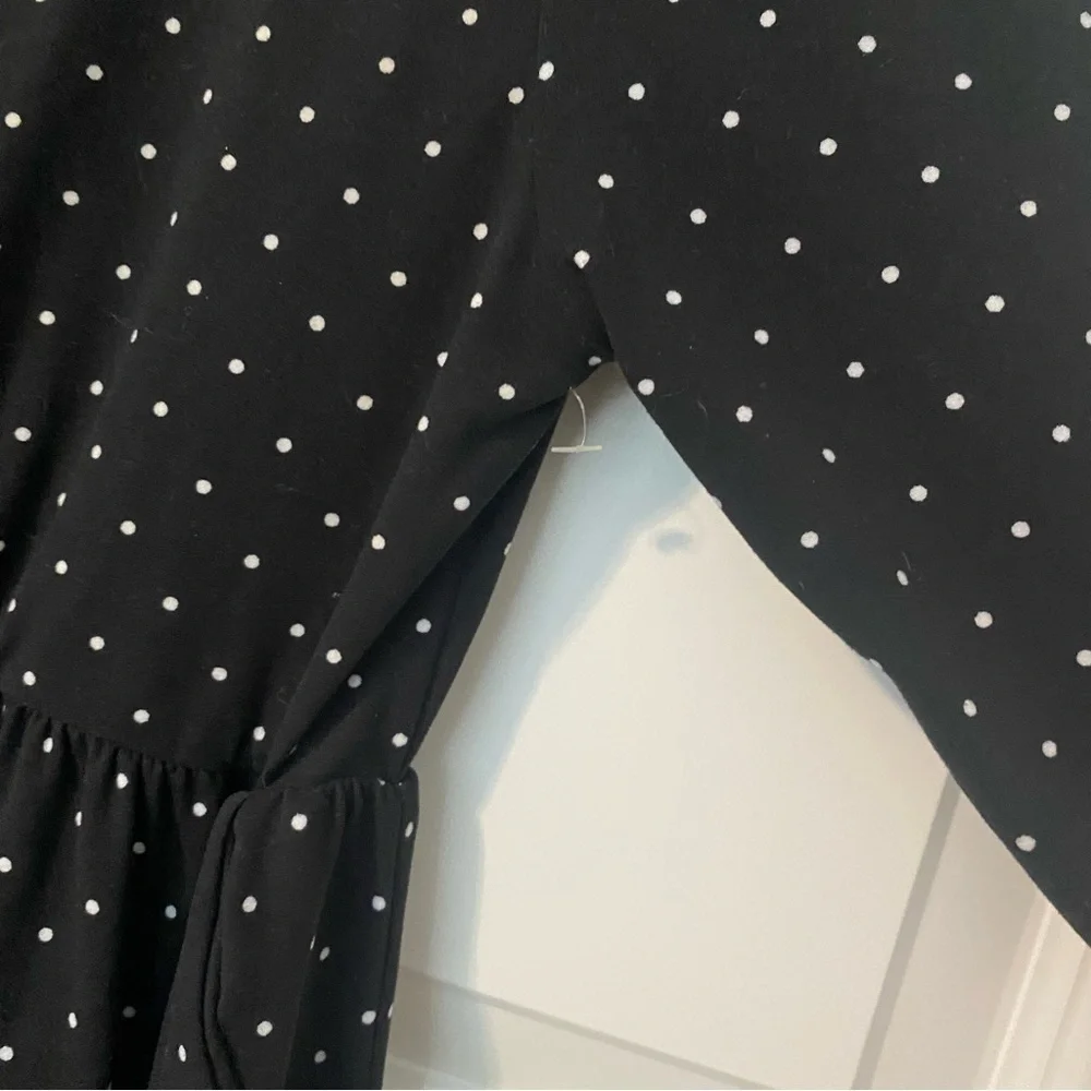 Emma & Elsa Super Soft Black White Polka Dot Dress with Pockets Size 12